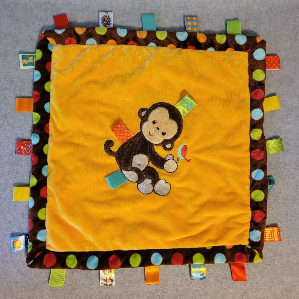 Mary Meyer Taggies Monkey Dots Lovey Security Blanket Plush Satin